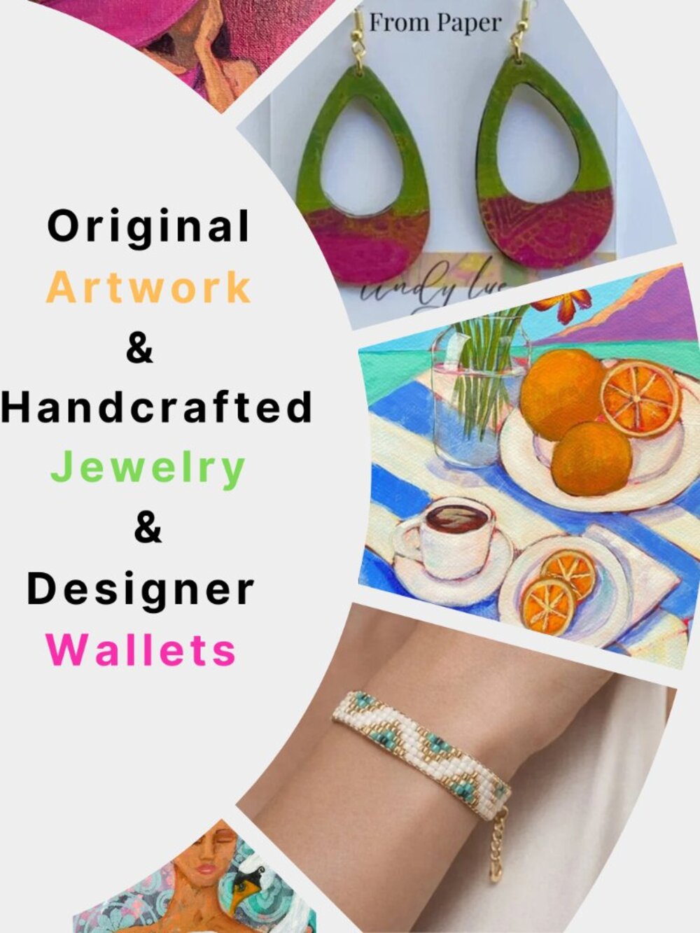 Original Artwork  Jewelry and Designer Wallets